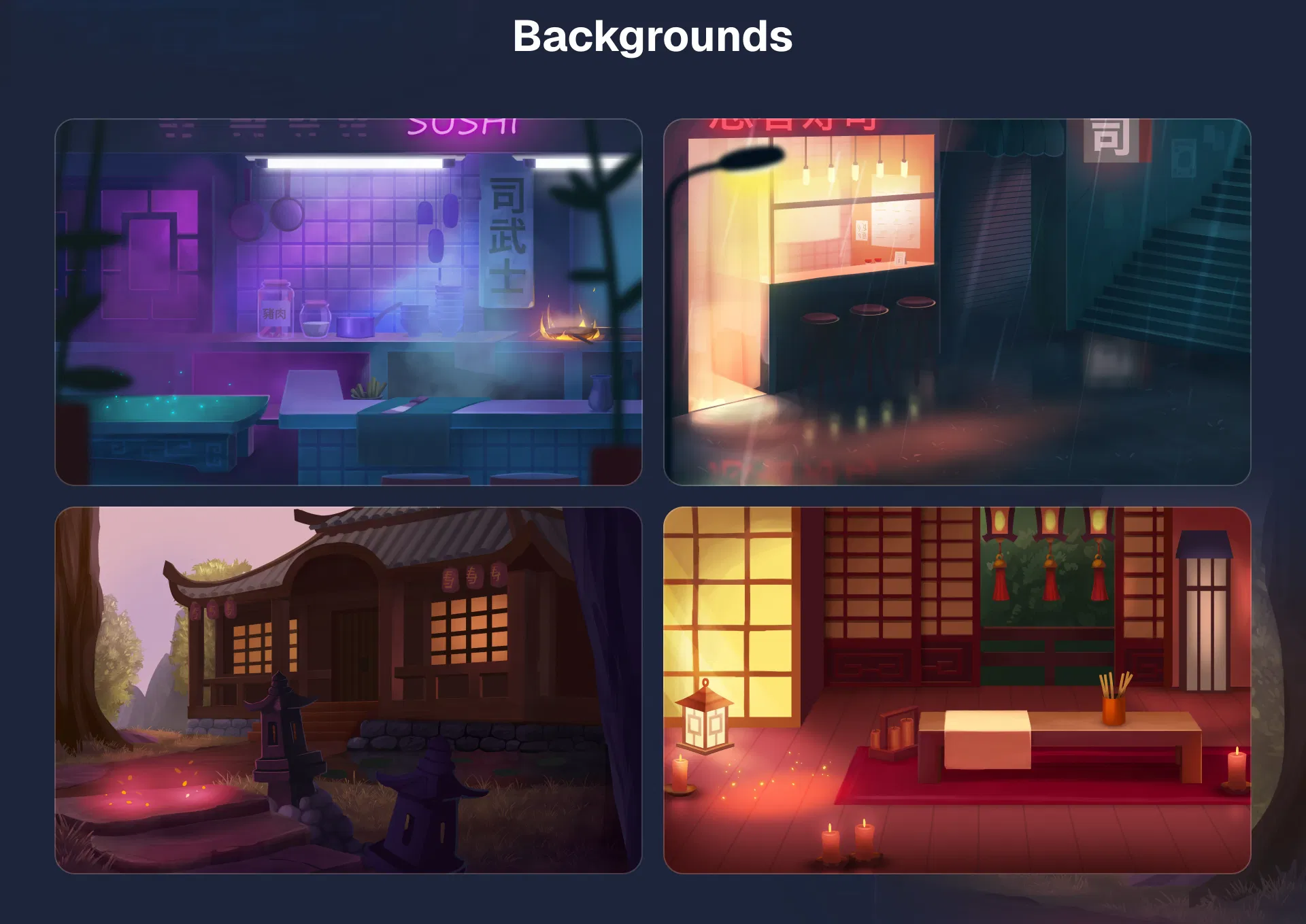 Sushi Samurai game backgrounds