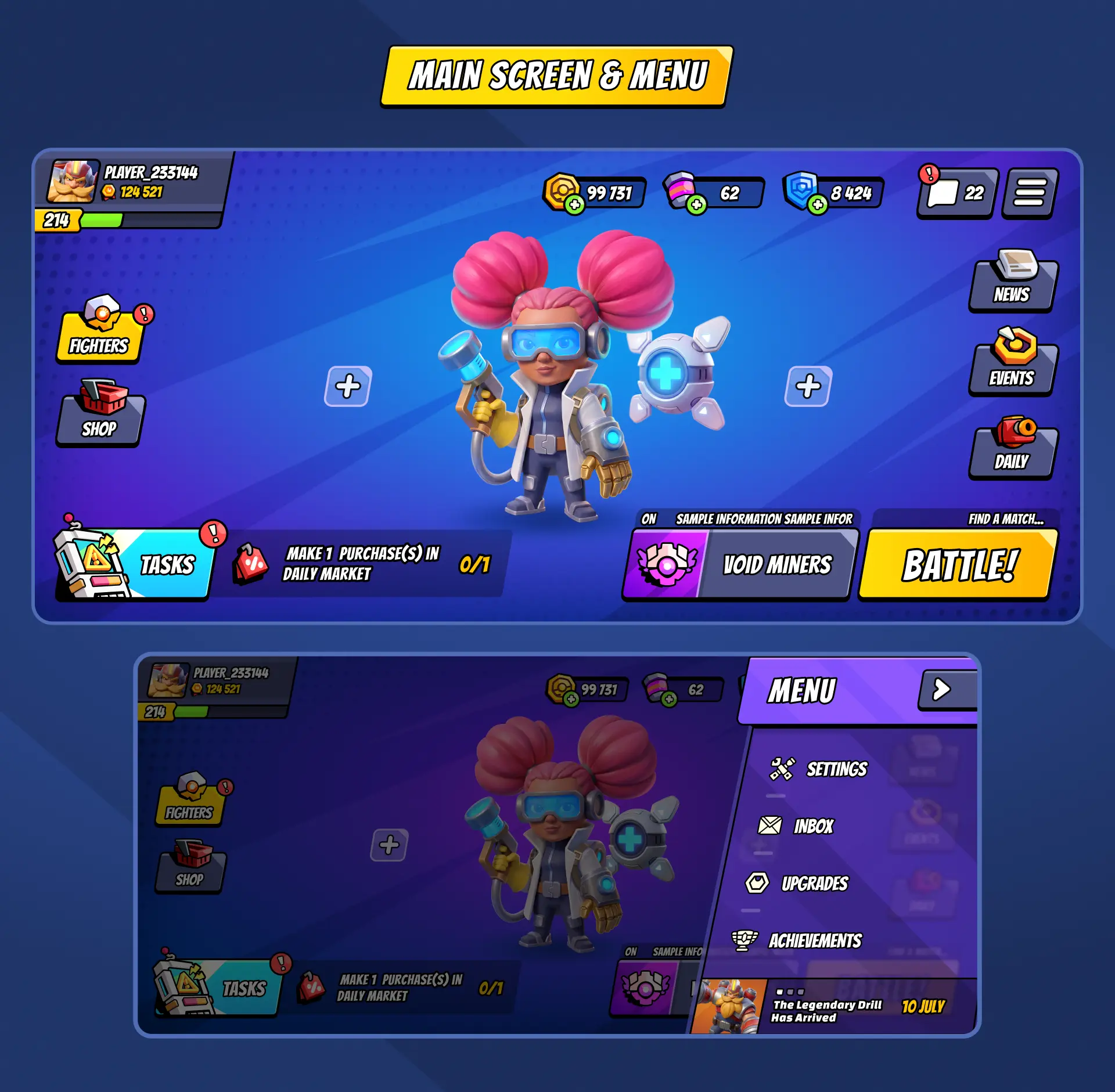 Forge Fury game UI/UX