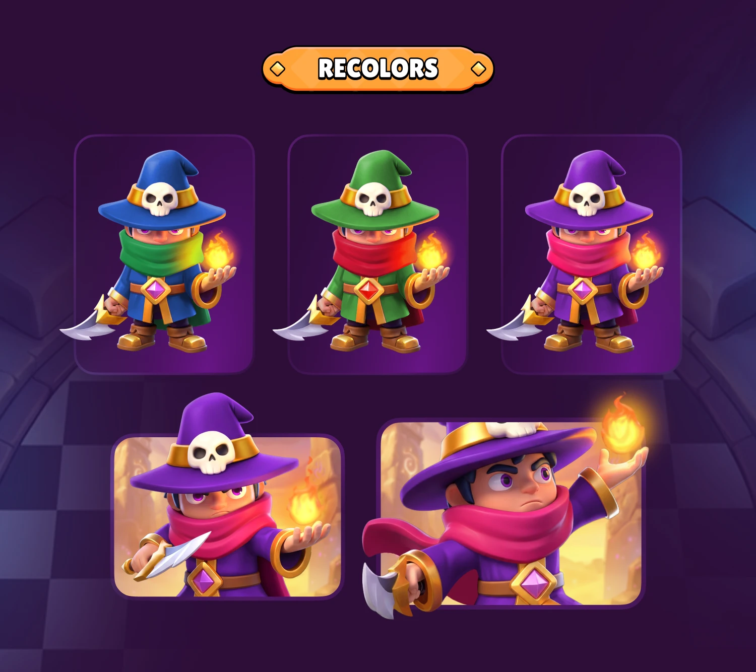 the Spellrift mobile game character with fire