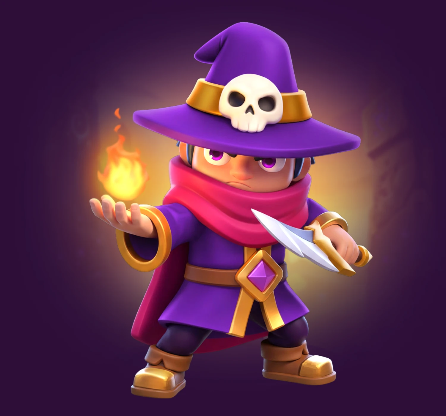 the Spellrift mobile game character with fire