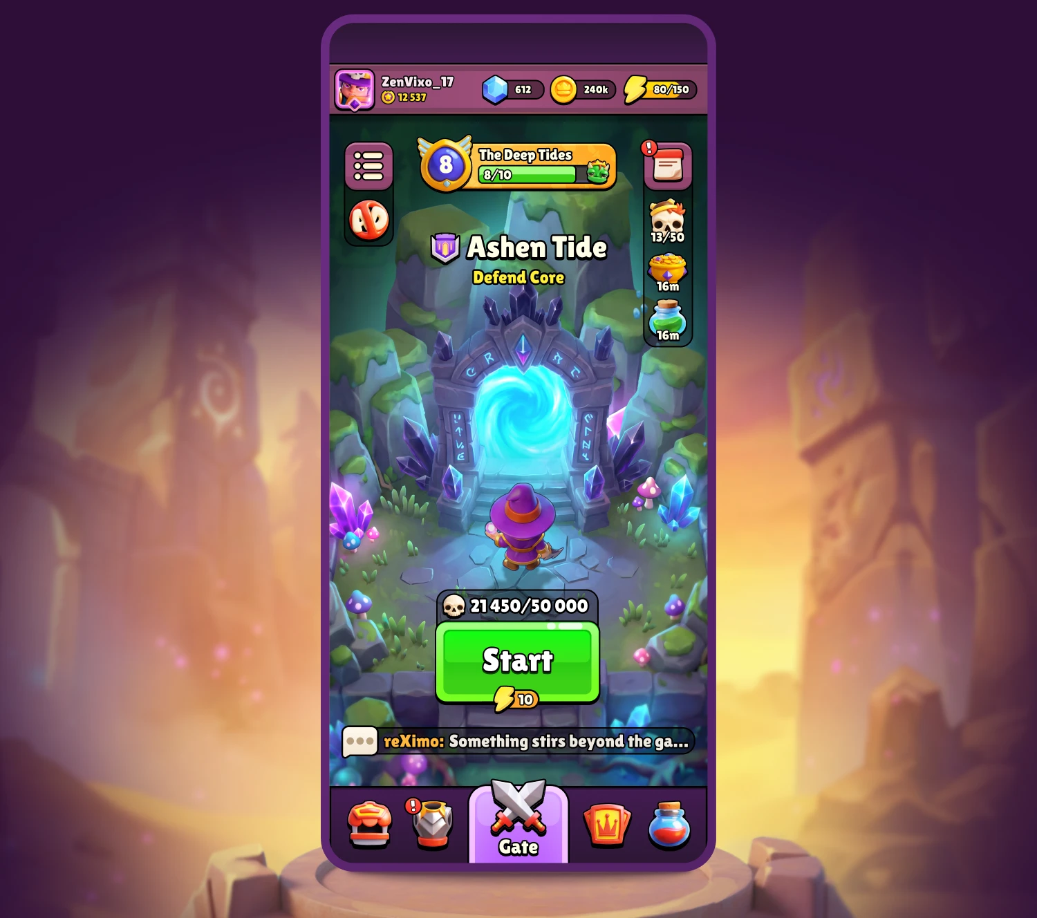 the Spellrift mobile game ui/ux