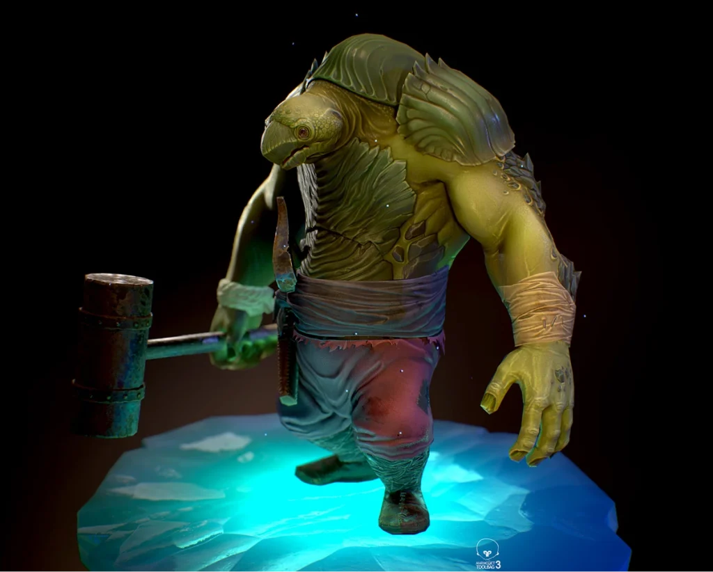 3d turtle warrior game character