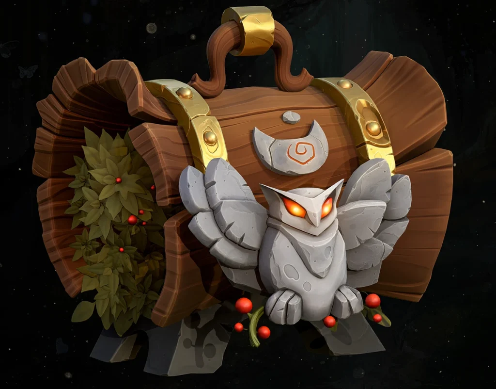3d stylized log with owl