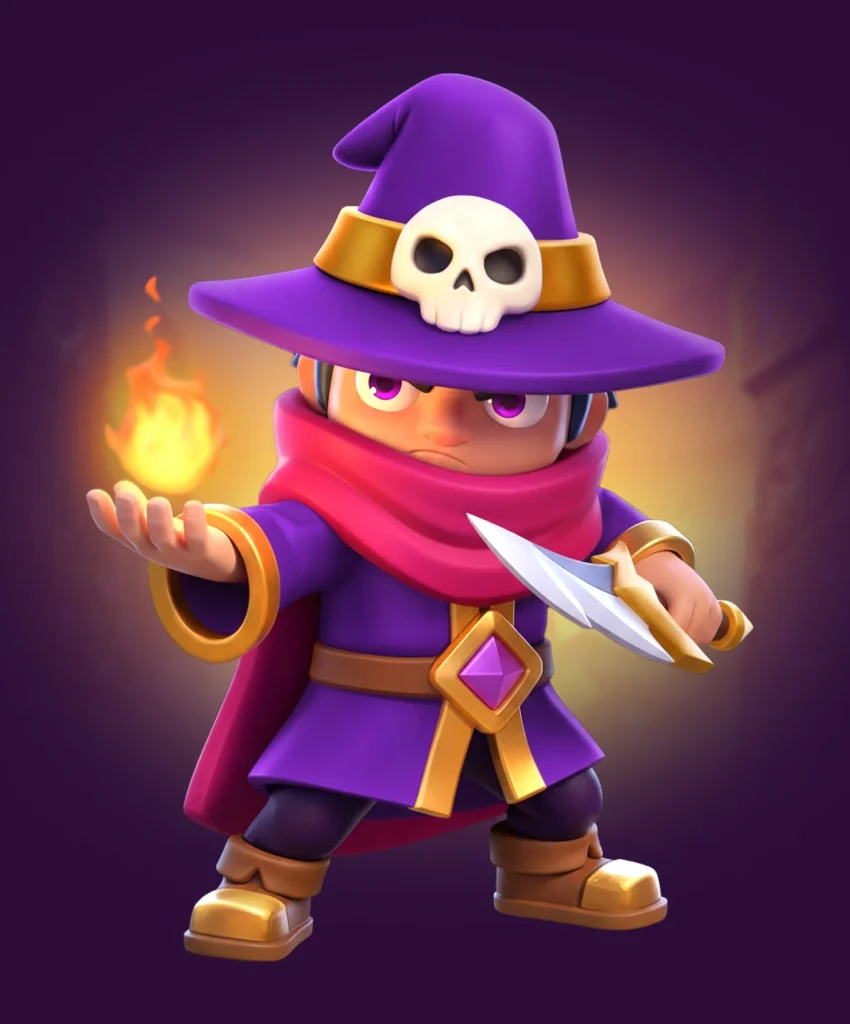 wizard with fire - 2d game character