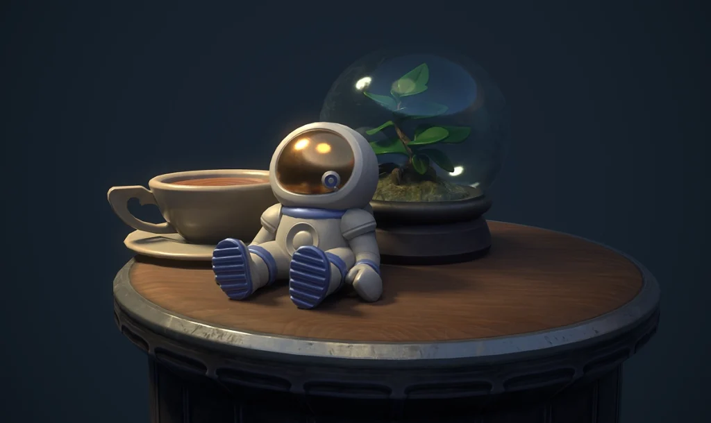 3d Astronaut on a small table