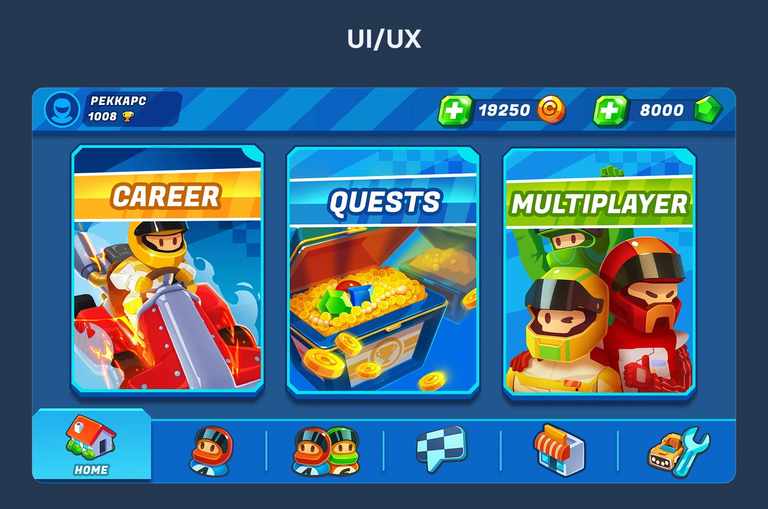 Boom Karts mobile game menu