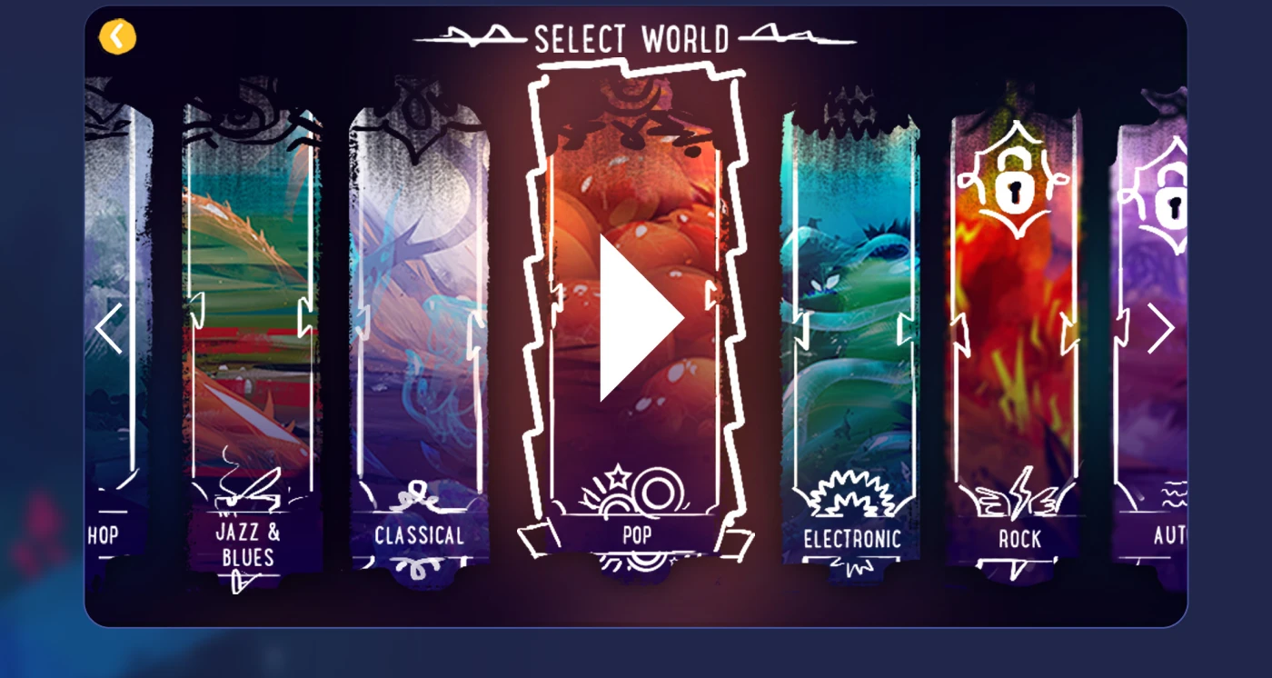 Harmony game menu design