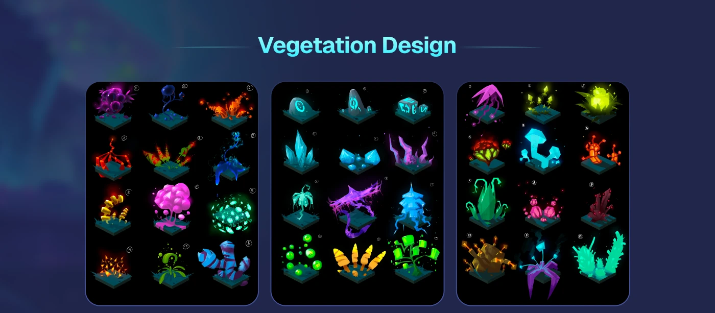 Harmony game vegetation design