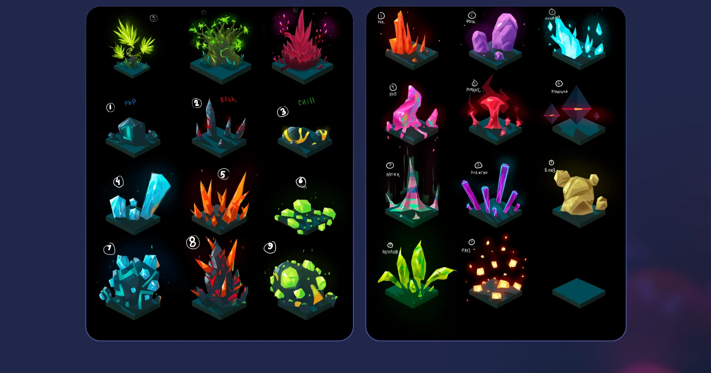 Harmony game vegetation design