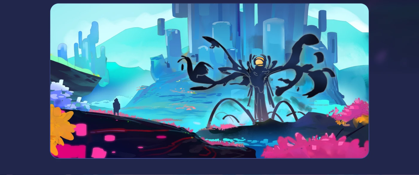 Harmony game promo art design sketch