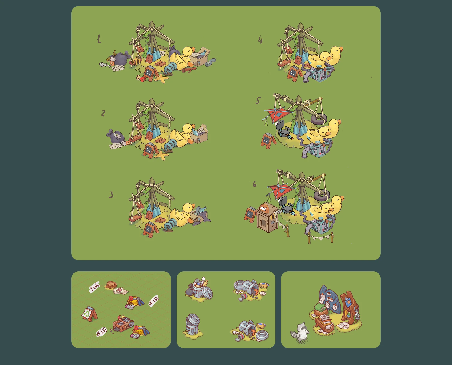 Racoon Tycoon game buildings