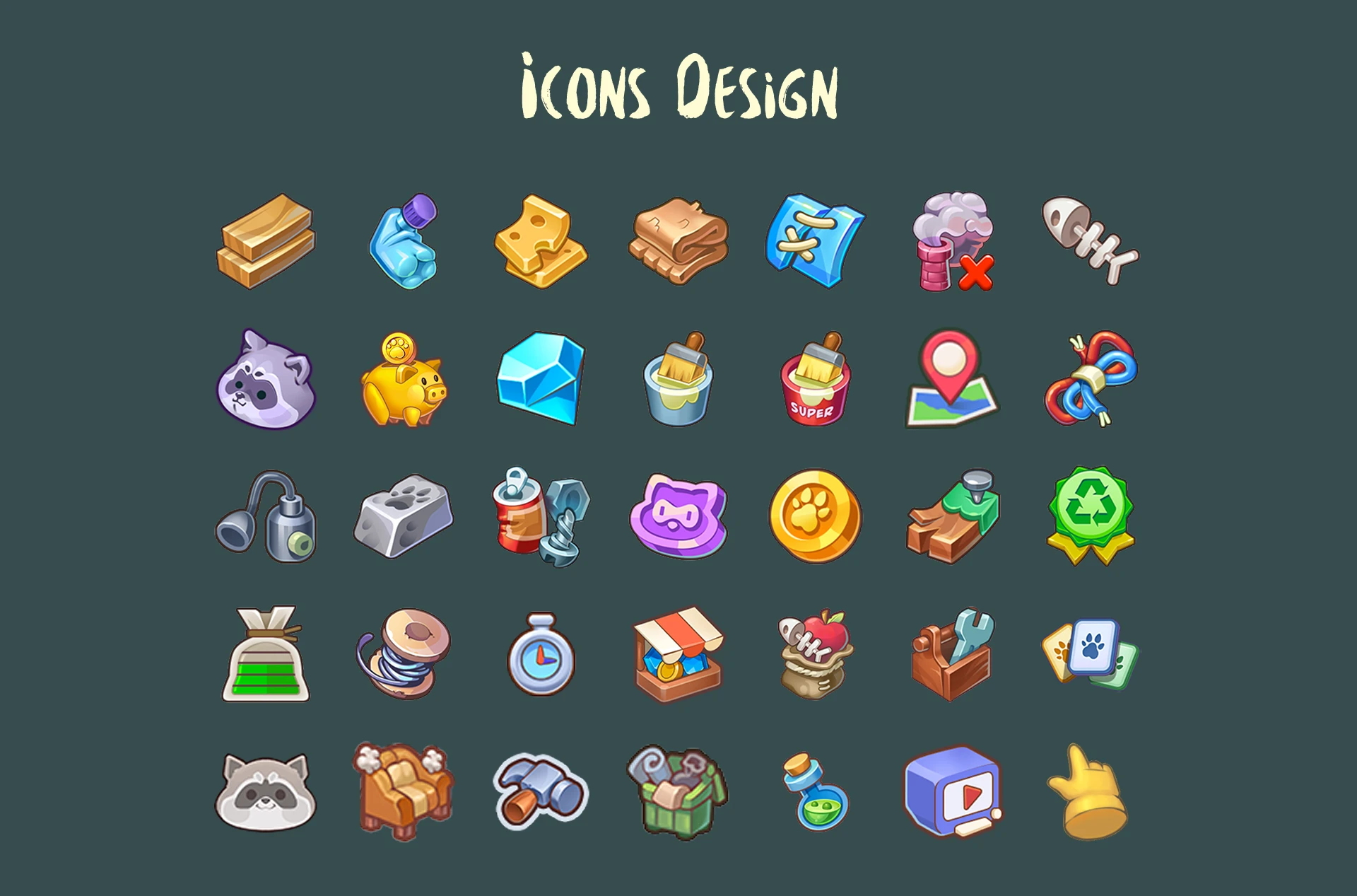 Racoon Tycoon game icons