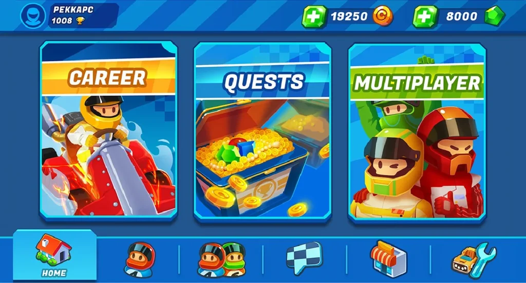 mobile racing game menu