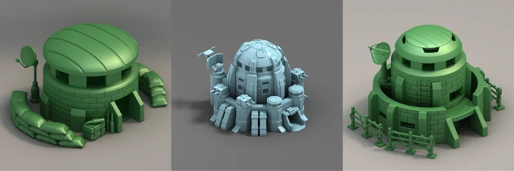 3D models of toy military buildings