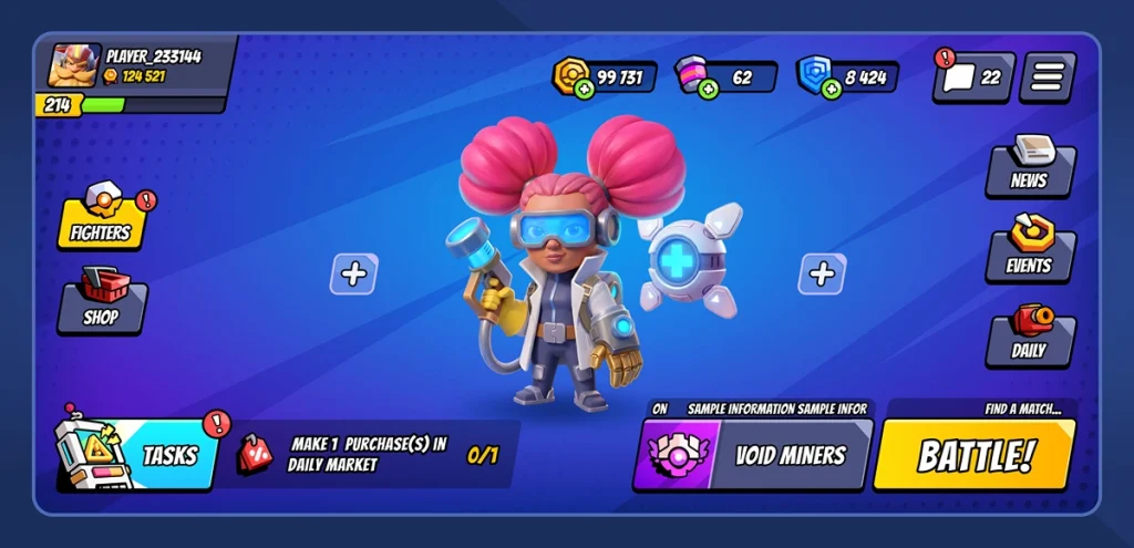 main game screen ui ux