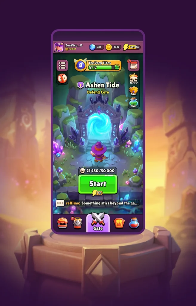 mobile game main screen UI UX