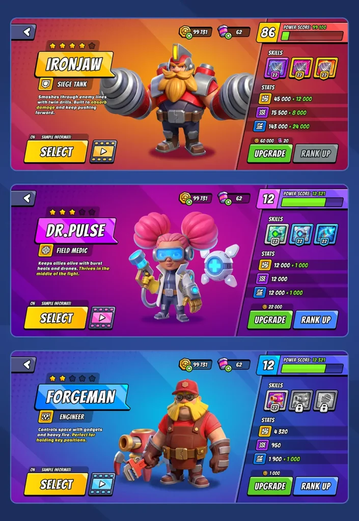 mobile moba game character profile UI UX
