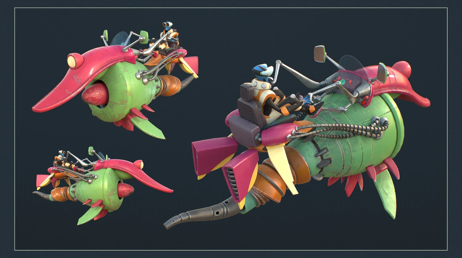 spinstar league - 3d sci-fi green racing vehicle model