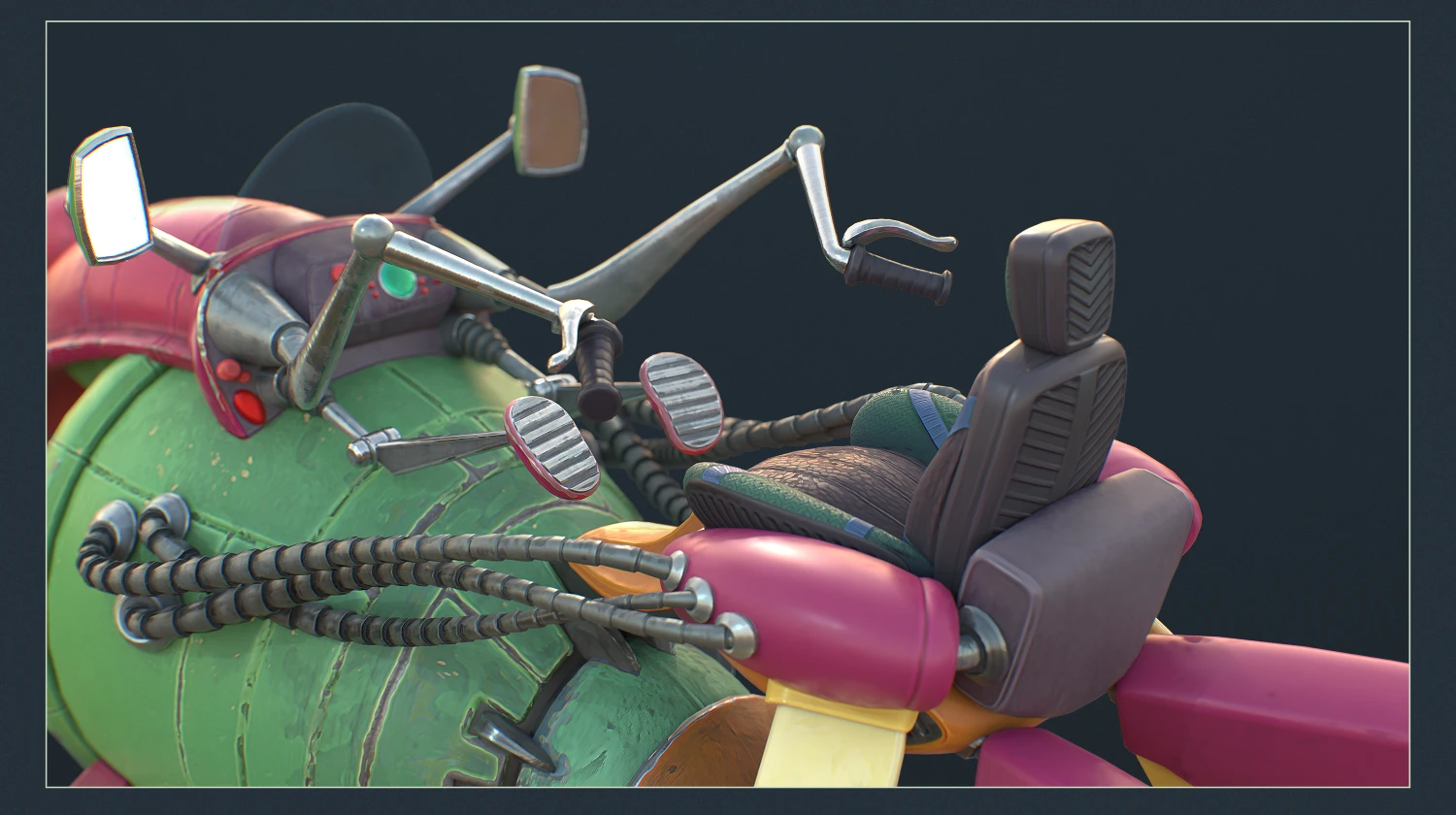 spinstar league - 3d sci-fi green racing vehicle close