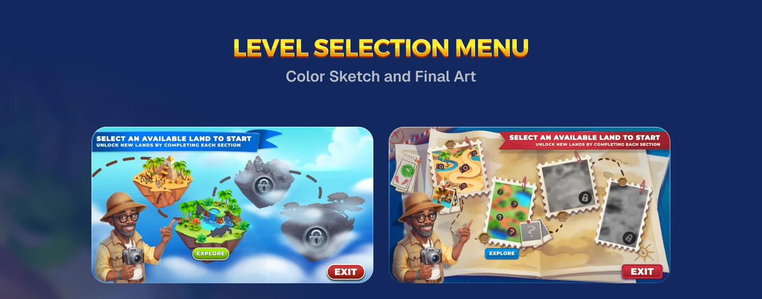 Wilderness Wonders game level selection menu