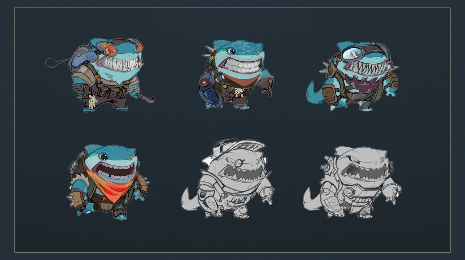 starspin league shark game character concept art